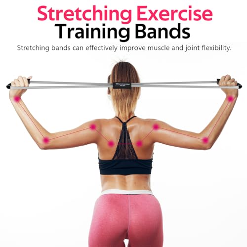 Figure 8 Resistance Bands with Handles, 3 Levels Latex Exercise Stretch Bands - color: Yellow, Grey, Red
