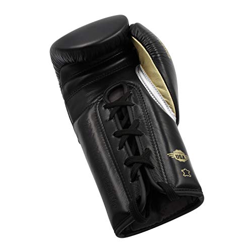 adidas Speed 500 Pro Boxing Gloves – Genuine Leather Training Gloves for Men & Women, Lace-Up Heavy Bag & Kickboxing Gloves - color: BLACK/GOLD/SILVER, size: 18 oz