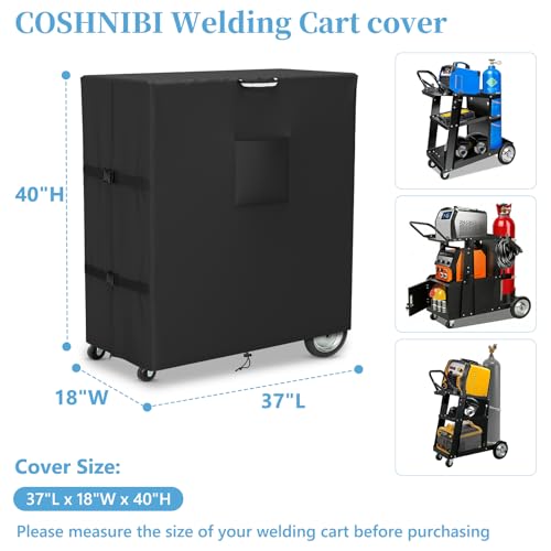 COSHNIBI Welding Cart Cover,Heavy Duty 3 Layers Welder Cart Covers,Suitable for Tig Mig Welder Carts & Plasma Cutter Rolling Welding Carts,37" L x 18" W x 40" H(Cover Only) - size: For 20-80 cu/ft Welding Cylinders