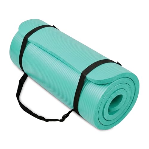 BalanceFrom Yoga Mat, 1-Inch Extra Thick High Density Exercise Mat, Anti-Tear Exercise Yoga Mat with Carrying Strap, Suitable for Various Yoga Exercises, Multiple Colors - color: Aqua