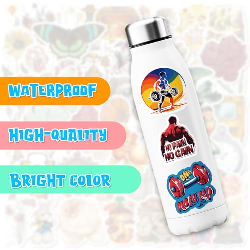 50PCS Fitness Stickers Aesthetic PET Transparent Stickers Workout Decals Waterproof Decorative Decals for Scrapbook DIY Crafts Album Bullet Journal Planner Water Bottles Phone Cases Laptops - color: Fitness