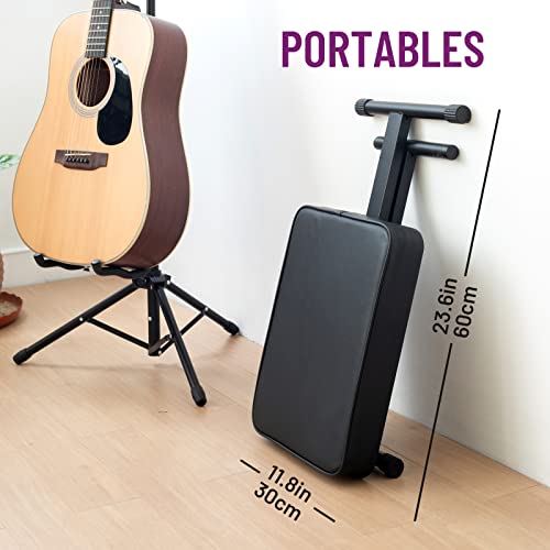 CAHAYA Keyboard Bench X-Style 3.5in Thick Padded Cushion Piano Bench Adjustable Height Keyboard Stool Chair Seat for Electronic Digital Keyboards Pianos CY0296 - color: Black, style: Upgrade Version