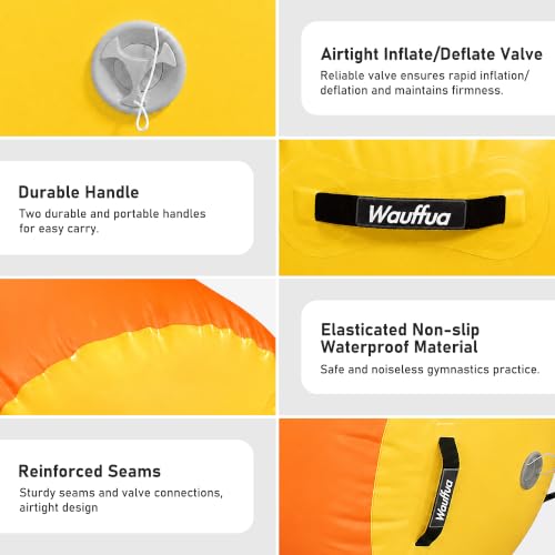 Gymnastic Air Barrel, Inflatable Tumble Track, Tumbling Mat, Roller Octagon Trainer for Back Handspring and Back-bend for Home, Gym, No Pump - color: orange-yellow, size: 2.6'L x 1.55'D，nopump