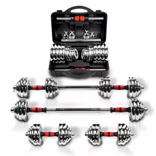 Adjustable Dumbbell Set 44lb/66lb/110lb Home Weight Lifting Professional Dumbbell for Body Workout Home Gym with Carrying Bag Silver - size: 66 lbs