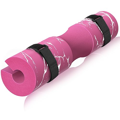 POWER GUIDANCE Barbell Squat Pad - Neck & Shoulder Protective Pad - Great for Squats, Lunges, Hip Thrusts, Weight Lifting & More - Fit Standard and Olympic Bars Perfectly - color: Pink Marble