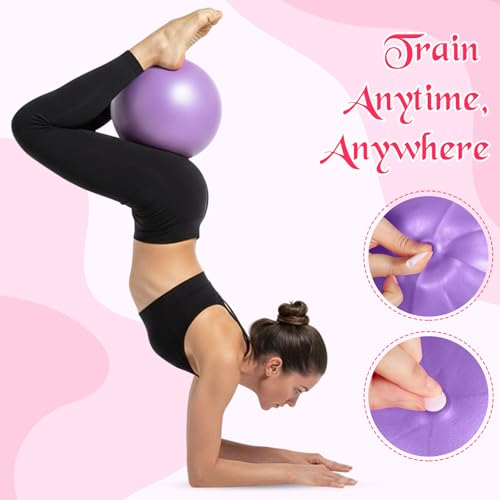 4 Pcs Small Exercise Pilates Ball Bulk 9 Inch Mini Yoga Balls Anti Burst and Slip for Stability, Fitness, Physical Therapy, Stretching & Core Workout at Home Gym Office Class - color: Blue,Purple