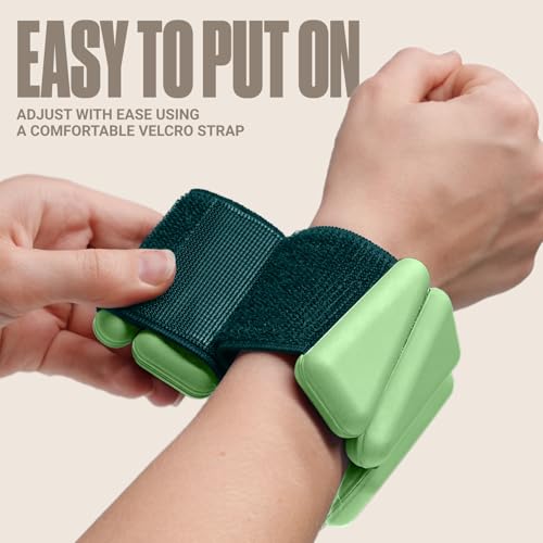 SPORTBIT Wrist and Ankle Weights for Women - Set of 2 (1lb Each) Wearable Ankle & Wrist Weights - Leg & Arm Bands, Silicone Weighted Bracelets for Workout, Walking, Running, Yoga, Pilates - color: Single Green