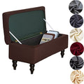 ANWUCHEN Rectangle Ottoman Cover, Stretch Slipcover with Storage, Elastic Bands Ties, Folding Ottoman Covers - Coffee Medium - color: Coffee, size: 35"D x 16"W x 15"H