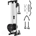 Wall Mount Cable Station, WM1 Cable Crossover Machine with 17 Positions, High and Low Cable Crossover Machine with Removable Footplate for Garage Home Gym - style: 100LBS Home Gym Package BK