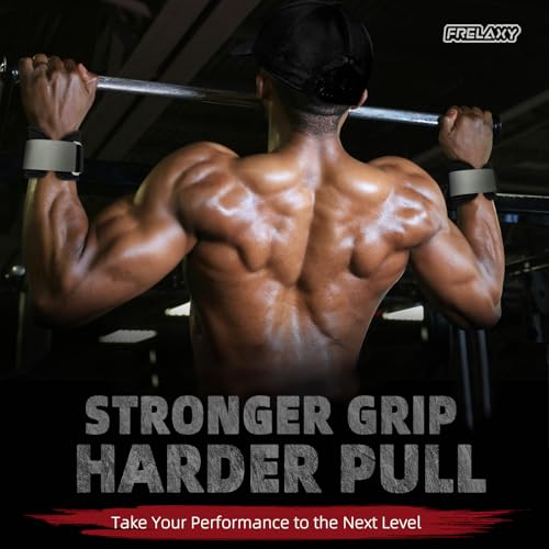 Frelaxy Lifting Wrist Straps, Rubber Weight Lifting Grips for Deadlifts | Non-slip rubber palm, Full palm protection, Neoprene wrist padding, Enhanced grip support, Pull ups rows lat pulldowns - color: Grey