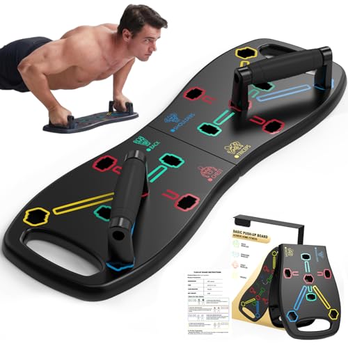 HOTWAVE Push Up Board, Portable Pushup Board for Men, Foldable Push Up Bar | Multifunctional Pushup Handles for Floor, Strength Training Equipment for Home Gym, Suitable for Beginners and Teenagers - color: Black-Black