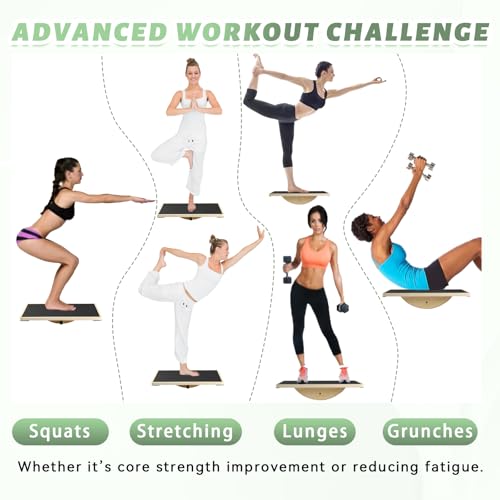 Professional Wooden Balance Board for Adults-Anti-Slip 350LBS Wobble Board for Physical Therapy Standing Desk Core Strength-Rocker Board Balancing Board (Classic)