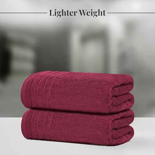 Tens Towels Pack of 8 Towels Set, 2 Extra Large Bath, 2 Hand, 4 Washcloths, 100% Cotton, Lighter Weight, Quicker to Dry, Super Absorbent, Perfect for Bathroom, Burgundy - color: Burgundy