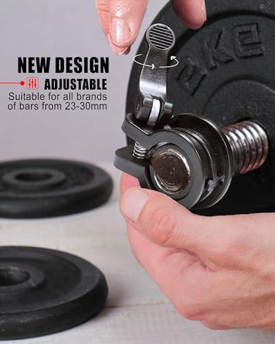 Mini Barbell Clips 1 inch I Multi-Size Adjustable Barbell Collar I 1 inch Barbell ClampsIQuick Release Weight Clips Pair of Locking for Dumbbell Bar - color: Black