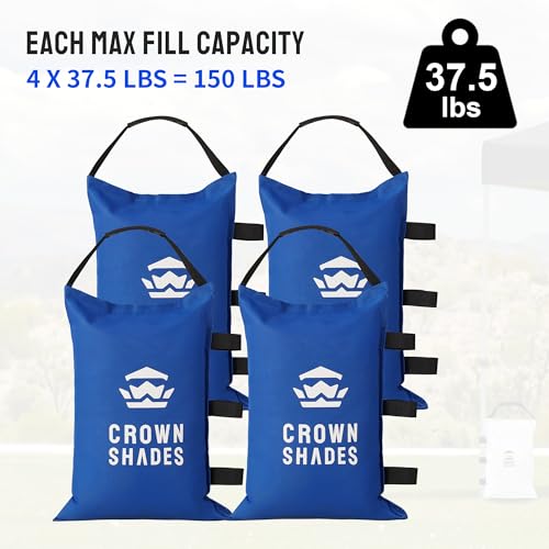 CROWN SHADES Sand Bags for Canopy Legs (150 LBS) Sandbags for Weight, Canopy Weights, Pop Up Tent Weights Bags, Blue (Unfilled) - color: Blue, size: 150lbs