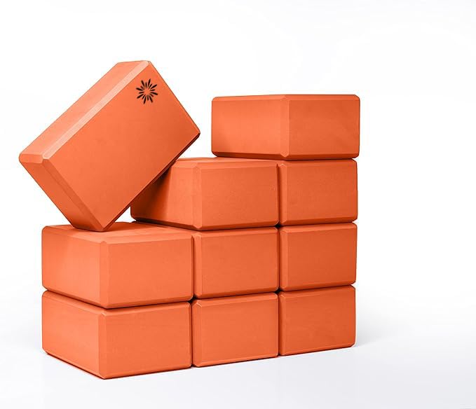 Bulk 4 in Foam Yoga Blocks, 10 Pack - color: Orange