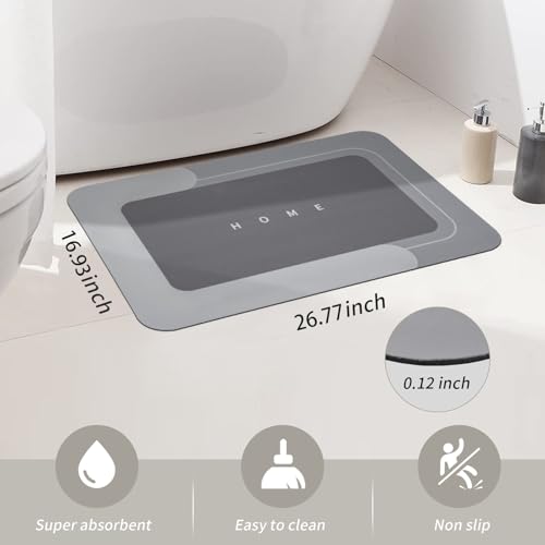 Housego Absorbent Bath Mat, Quick Dry Bath Rug, 16.93x26.77, Dark Gray | Absorbent Bath Mat Magic Rug; Quick Drying Magic Bath Mat Non-Slip Floor Rug Rubber Backed for Bathroom Kitchen Shower Sink - color: Dark Gray, size: 1'5" x 2'3" (Rectangular)
