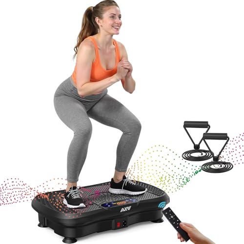 AXV Vibration Plate Fitness Platform Exercise Machine Vibrating Shaking Full Body Shaker Workout Vibrate Stand Shake Board Sport for Weight Loss Fat Burner for Gym Home Office - color: SLIM.DEEPBLACK