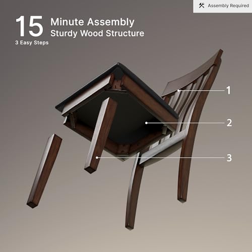 Signature Design by Ashley Haddigan Faux Leather Cushioned Rake Back Dining Chair, 2 Count, Dark Brown | Easy-to-clean faux leather upholstery, Wood frame and wood products and other construction, Supportive rake-back design - color: Dark Brown, style: 0