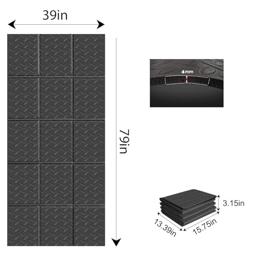 Treadmill Mat 79" x 39", 4mm Thick, for Under Treadmill, Walking Pad & Exercise Bike on Carpet & Hardwood Floors, Diamond-Pattern Non-Slip Surface, Waterproof Floor Protector, Noise & Shock Absorbing - size: 79.1"L x 39.1"W x 0.16"Th