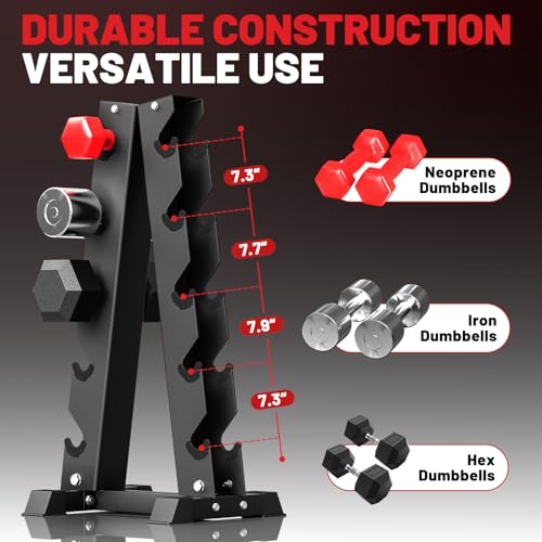 Hex Dumbbell Sets with Rack, 85-560lb Dumbbell Weight Set & Storage Rack | PAPABABE Dumbbell Set with Stand, Rubber Dumbbell Weight Set, Multiple Options Hand Weight for Strength Training - size: 1 X 5-Tier A-Frame (700lb)