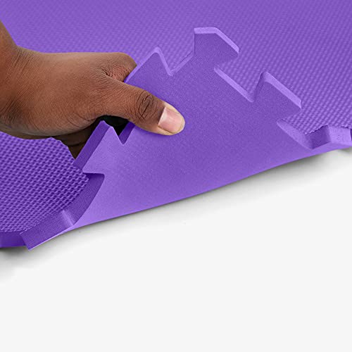 Flooring Inc's Puzzle Exercise Mats, EVA Foam Interlocking Floor Mats for Protective, Cushioned Workout Flooring for Home and Gym Equipment, Multiple Sizes & Colors - color: Purple, size: 1/2" Thick
