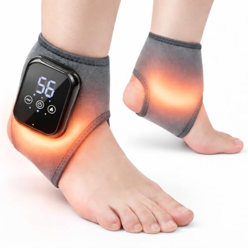 2 Pack Cordless Ankle Massager for Pain Relief with Heat, FSA Eligible Heated Foot Massager for Neuropathy, Ankle Heating Pad with Massage, Triple Therapy Ankle Wrap for Plantar Fasciitis, Gray - color: Gray, size: 2 PCS