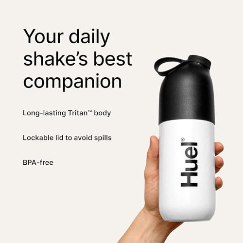 Huel Black Edition Shaker Bottle | BPA Free Long-Lasting Tritan Body 13.5oz | Lockable Lid to Avoid Spills | Dishwasher Friendly | Fill Line Guide for Perfect Measurements | Dishwasher Friendly
