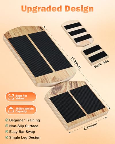 Ankle Strengthener & Single Leg Balance Board, Foot Strengthener for Plantar Fasciitis & Achilles Tendonitis, Physical Therapy, Sprain Recovery & Arch Support - color: Black