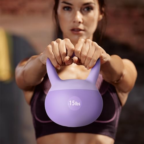 sogesfurniture Soft Kettlebells,Safe Strength Training Kettlebells,Iron Sand Filled Weights Strength Training Kettlebells,Fitness Soft Kettlebells for Women Men Children - color: 15LBS-Purple