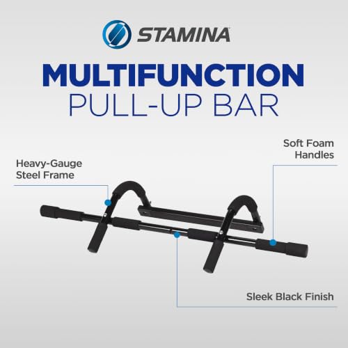 Stamina Products Multi-Function Pull-Up Bar for At-Home Upper-Body Workouts with 12 Grip Options for Targeting Chest, Shoulders, Back, Arms or Core