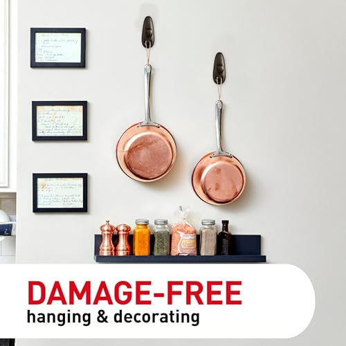 Command 5 lb Large Oil Rubbed Bronze Metal Hooks, 2 Coat Hooks and 4 Strips, Damage-Free Hanging with Adhesive, Forever Classic Great for Hanging Back to School Dorm Organizers - size: Large