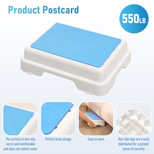 Wefaner Bath Shower Step,Stackable Bathtub Non Slip Safety Step Stool, Indoor/Outdoor Handicap Wideing Hands Free Platform Medical Portable Stack-Able, for High Beds, Kitchens,Bathroom.