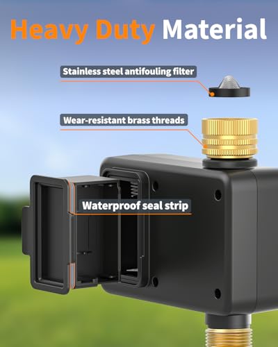 Diivoo Brass WiFi Water Timer | App Remote Control, 6 Irrigation Plans, Rain Delay & Mist Mode for Garden Lawns, Compatible with Alexa/Google Assistant - size: 1 Outlet