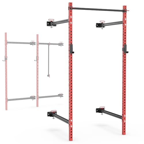 Synergee 2200 Folding Rack – 750 lb Capacity Power Cage - color: h) Red 95" x 41"