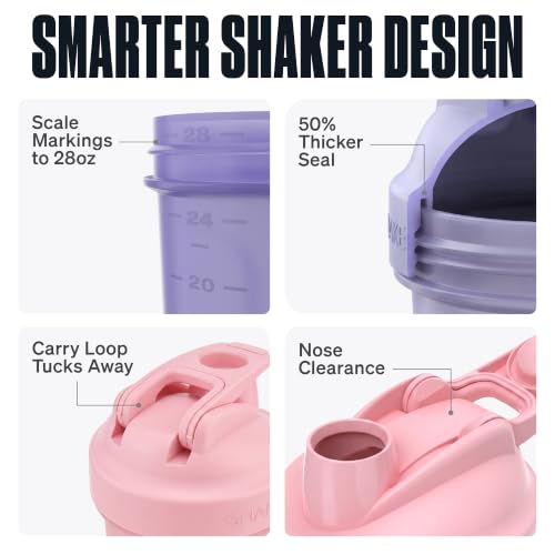 Hydra Cup ShakerShark - 2 Pack 28 oz Protein Shaker Bottles for Protein Mixes with 2x Weighted Wire Whisks, Leak Proof Shaker Cups for Protein Shakes and Pre Workout, (Pink/Purple) - color: Pink/Purple