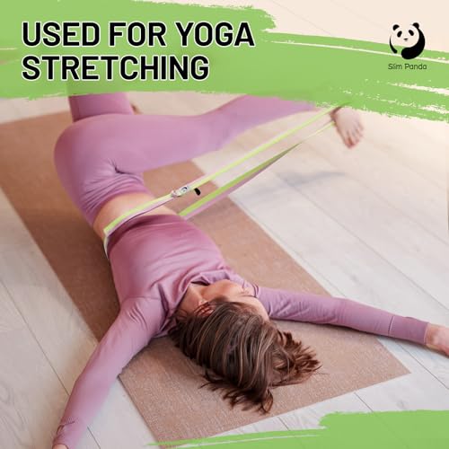 Slim Panda Yoga Strap for Stretching,Cotton Yoga Strap with Adjustable D-Ring Buckle,Non-Elastic Yoga Belt for Pilates,Gym Workouts,Physical Therapy,Improve Flexibility - color: Cymbidium, size: 8 Feet