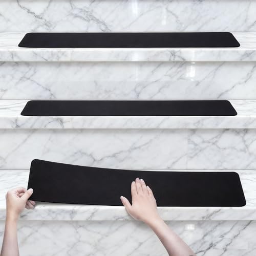 3 Pack Large 6 Inch x 24 Inch Non Slip Stair Treads Black High Traction Adhesive Pre-Cut Safety Tape Tread Prevents Slips and Falls Outdoor