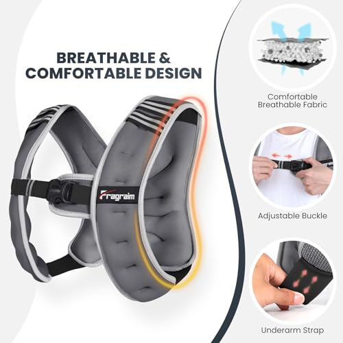 Fragraim Weighted Vest for Women Men - 8lb/10lb/12lb/16lb/22lb/25lb/30lb Weight Vest with Reflective Stripe, Detachable Phone Pouch, Ideal for Walking, Strength Training, Running, Workout, Cardio - color: Grey, size: 8 lb
