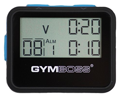 Gymboss Interval Timer and Stopwatch and Watchstrap - Bundle - color: Black W/ Blue Buttons