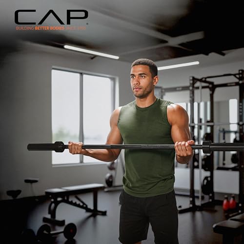 CAP Olympic Barbell - 5FT, 6FT, & 7FT Strength Training Weight Bars, Multiple Options - size: 5 ft (60") - Black, style: Elite