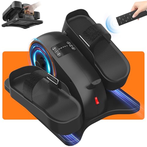 Under Desk Elliptical Machine for Senior Mini Elliptical Leg Exerciser with Remote Quiet Portable Electric Seated Foot Pedal Exerciser for Home Office - size: Compact