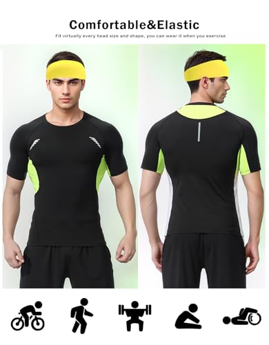 Headbands for Men & Women, Sweat Headband Non-Slip Sweatband Sports Running Cycling Yoga Basketball Workout Football Training - color: Yellow Pack