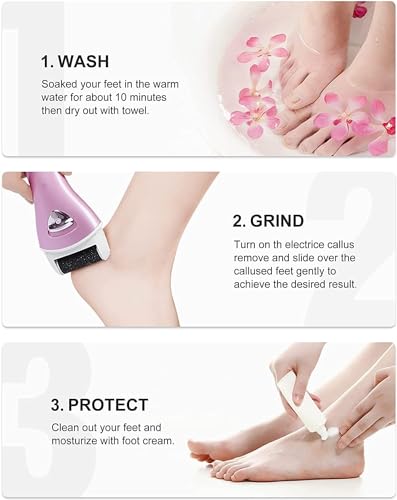 Electric Feet Callus Removers Rechargeable,Portable Electronic Foot File Pedicure Tools, Electric Callus Remover Kit,Professional Pedi Feet Care Perfect for Dead,Hard Cracked Dry Skin - color: 002-pink
