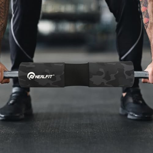 NEALFIT Barbell Squat Pad with Thick Nylon Padding, Hip Thrust Pad for Squats, Lunges, Neck Shoulder Squat Pad for Olympic or Standard Bars - color: Camo