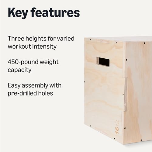 Amazon Basics Plyometric Jump Box, Plyo Box Jumps for Home Gym - size: 24"x20"x16"