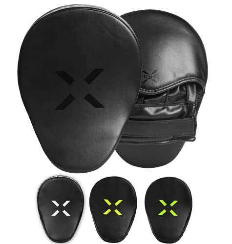 Punching Mitts for Boxing Leather Curved Punch Mitts Men & Women MMA Training Equipment Muay Thai Sparring Training Mitts MMA Hitting Pads Available Multiple Colors - color: Full Black