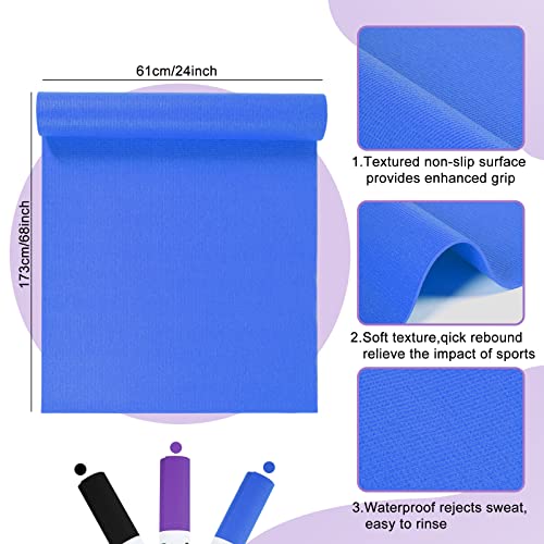 Amylove 12 Pieces Yoga Mats Bulk 68x24x0.12 Inch Exercise Non Slip Fitness Workout Mats for Women Men Home Workout Gym Yoga - color: Black, Dark Purple, Dark Blue