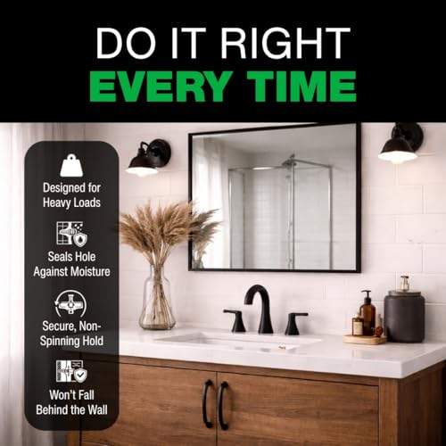 TOGGLER Alligator AF6 Flanged Polypropylene Anchors, Heavy Duty Wall Anchors for Concrete, Brick, Stone & Drywall, Fits #6–#12, 1/4" Size, 69 lb in 1/2" Drywall, (Pack of 100 Screws not Included) - size: 100 Pack w/o Screws