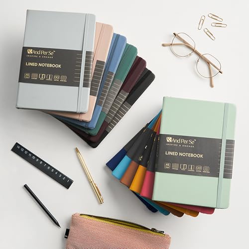 &And Per Se Lined Notebooks Bulk 5-Pack, A5 Hardcover Journal, 160 Pages 100gsm Thick Paper, Classroom Supplies for Students, Teachers, College Ruled Notebooks for School Office (Black) - color: Black, style: 5 Pack-Lined